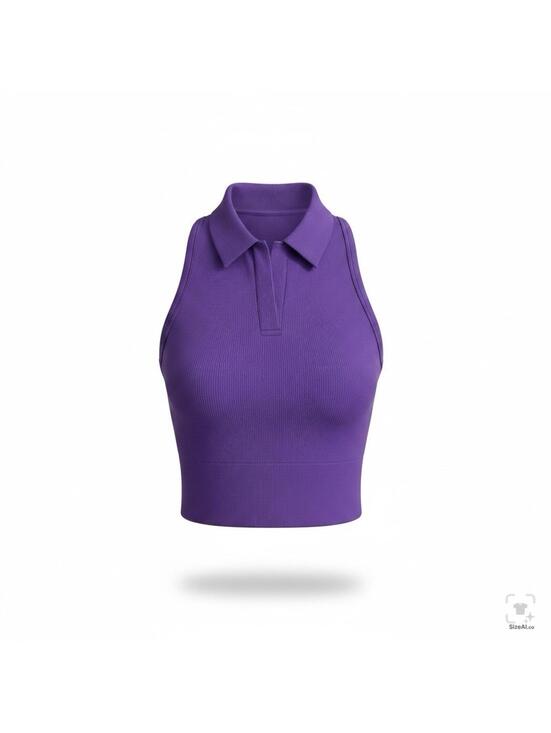 Athleta Tops - Athleta Cropped Ribbed Collared Shirt Deep Purple Size L